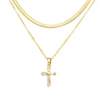 Women's High-End Heart-Shaped Necklace with Zircon Cross Pendant Stainless Steel Collarbone Chain Fashionable Jewelry