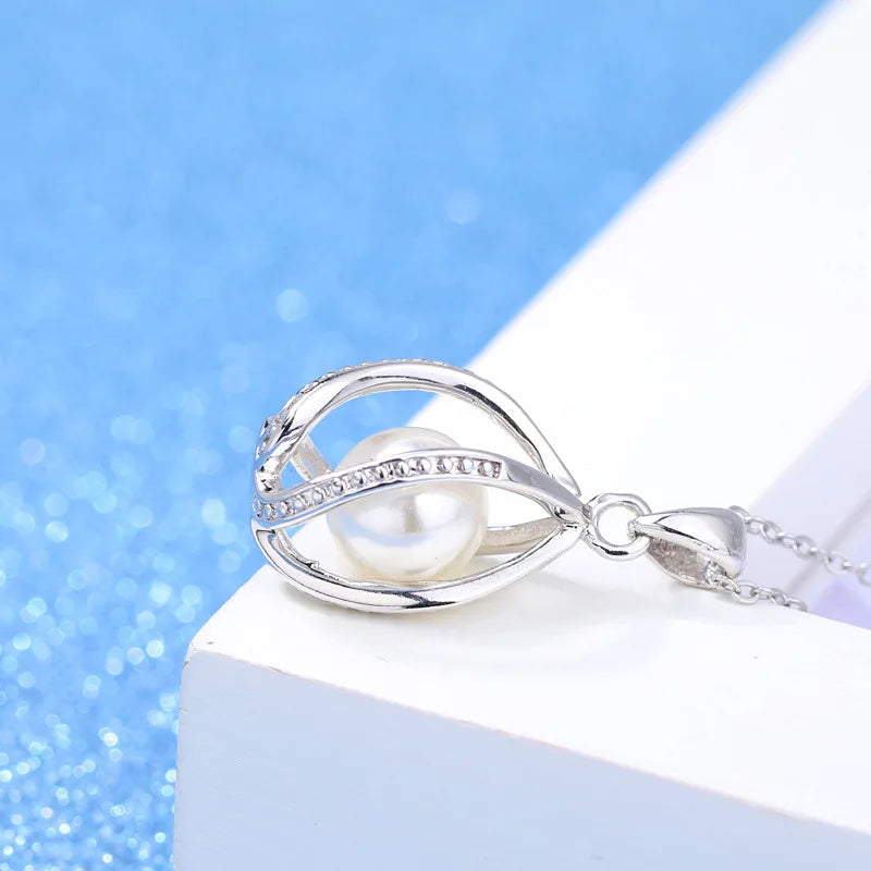 925 Sterling Silver Pearl Necklaces For Women Neck Charm Fashion Wedding Luxury Quality Jewelry