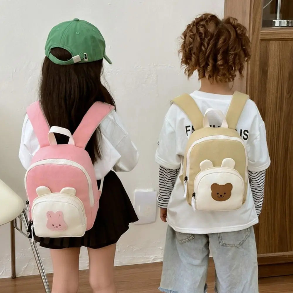 Cute Korean Kindergarten Schoolbag Canvas Cartoon Bear Children's Handbags.