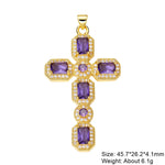 Religious Talisman Jewelry Accessories Handmade 18K Real Gold Plated Cz Paved Catholic Christian Cross