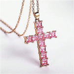 New Fashion Necklaces Female Pendants Gold Multi Color Crystal Jesus Cross Pendant For Women