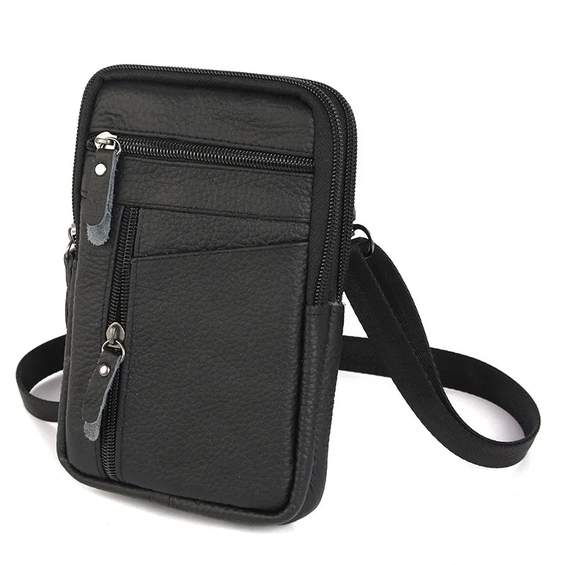 Men's PU Leather Waist Packs Bolsas Phone Pouch Bags Men Handbag Bag Small Chest Shoulder Belt Bag Crossbody Leather Bags