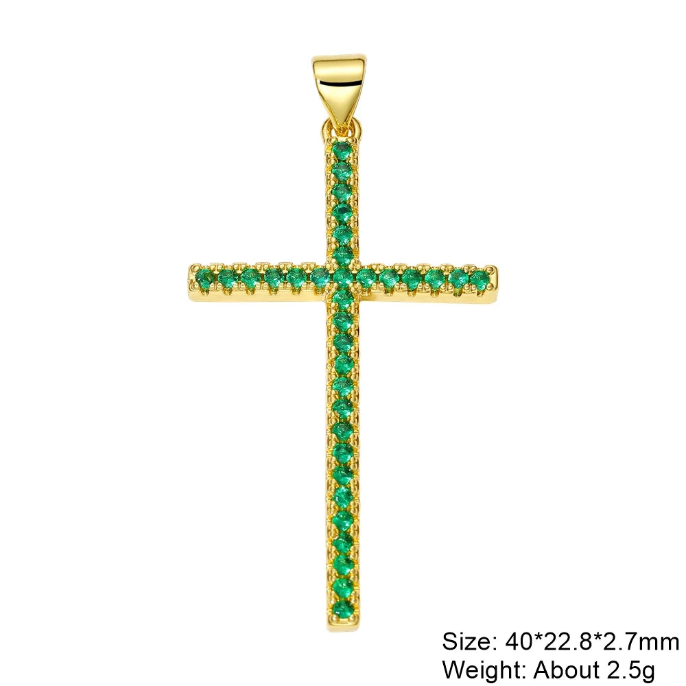 Religious Talisman Jewelry Accessories Handmade 18K Real Gold Plated Cz Paved Catholic Christian Cross