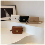 Fashion PU Leather Women Crossbody Bags Black White Khaki Brown Waterproof Korean Shoulder Bag.