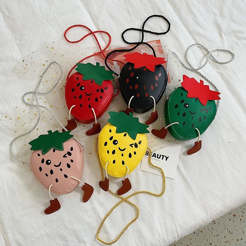 Cute Children Shoulder Bags Cartoon Strawberry Messenger Bag Baby Girls Mini Coin Purse.