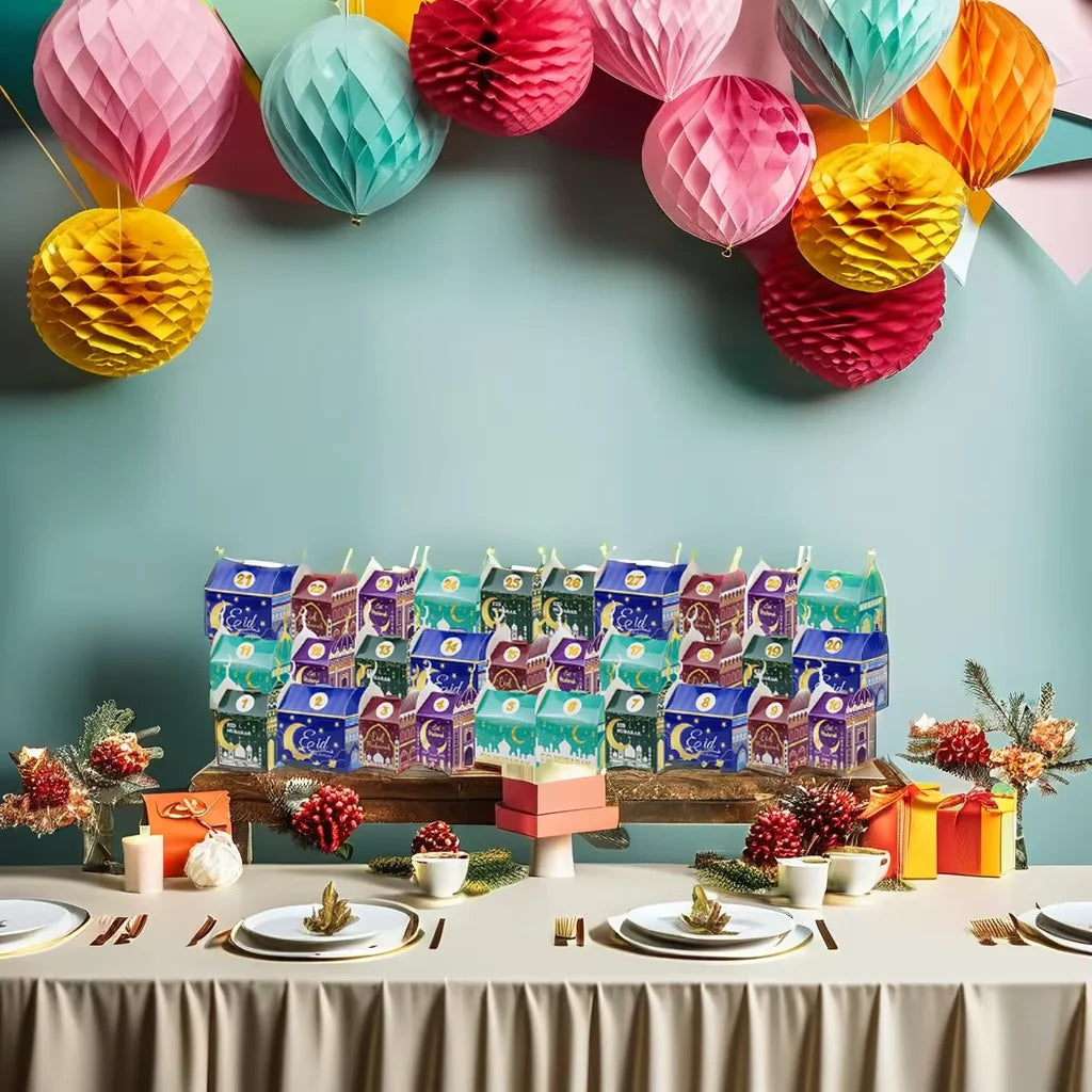 30PCS Ramdan Advent Calendar,30 Empty Boxes for 30 days, Eid Mubarak Coutdown Calendar Fillable Ramadan Gift Box