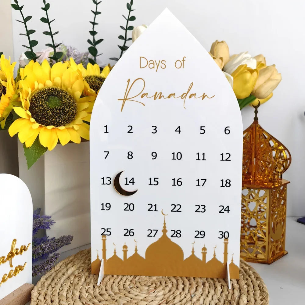 Acrylic Ramadan Advent Countdown Calendar Ramadan Decorations for Home Eid Mubarak Table Decor 30 Days Countdown Calendar