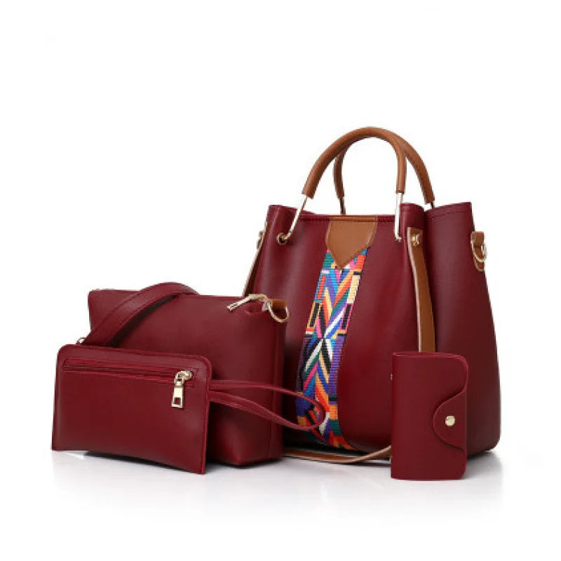 Women's Handbag New Fashion 4-Piece Set Tote Shoulder Crossbody Bag.