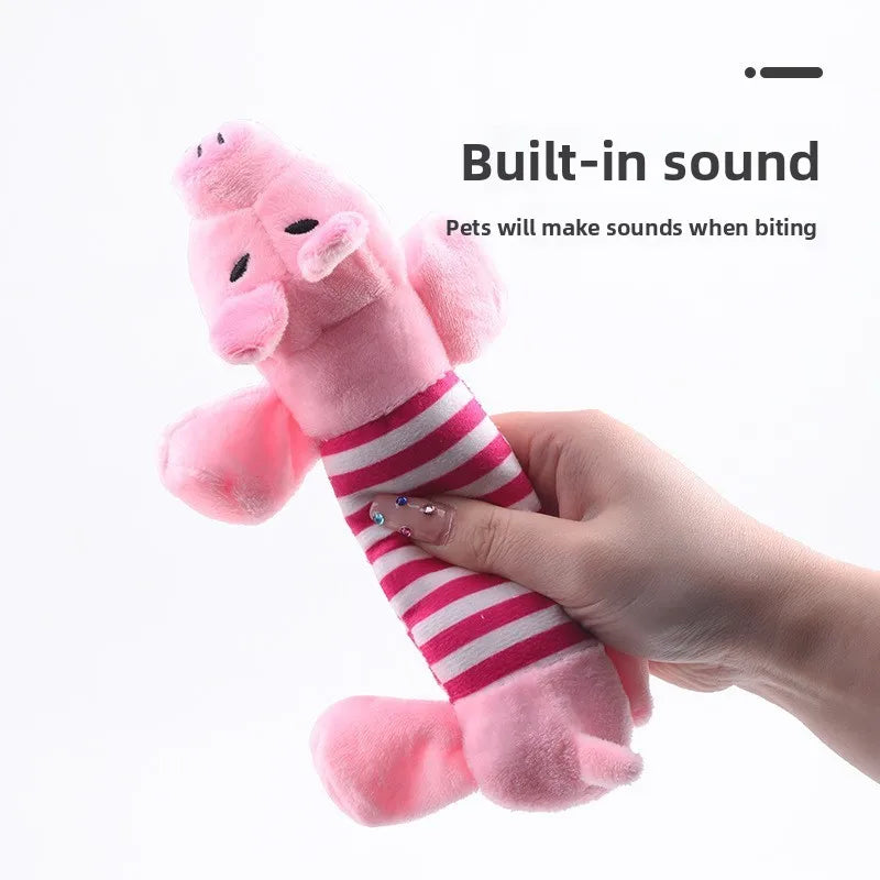 Pet Toys with Striped Plush Dog That Can Be Bitten Until They Soft They Grind Their Teeth and Play with Cats Pet Supplies