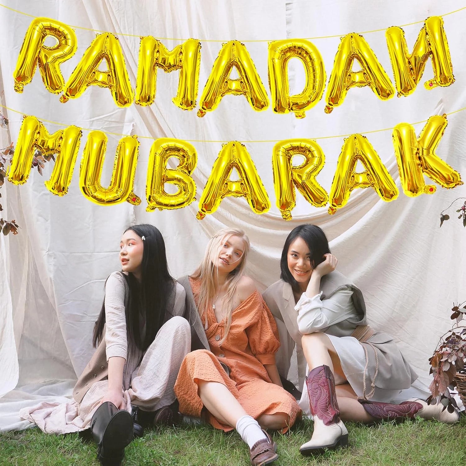 Golden RAMADAN MUBARAK letter Balloon Set, Happy Ramadan Decoration, Islamic Muslim Party Decoration Items Gift