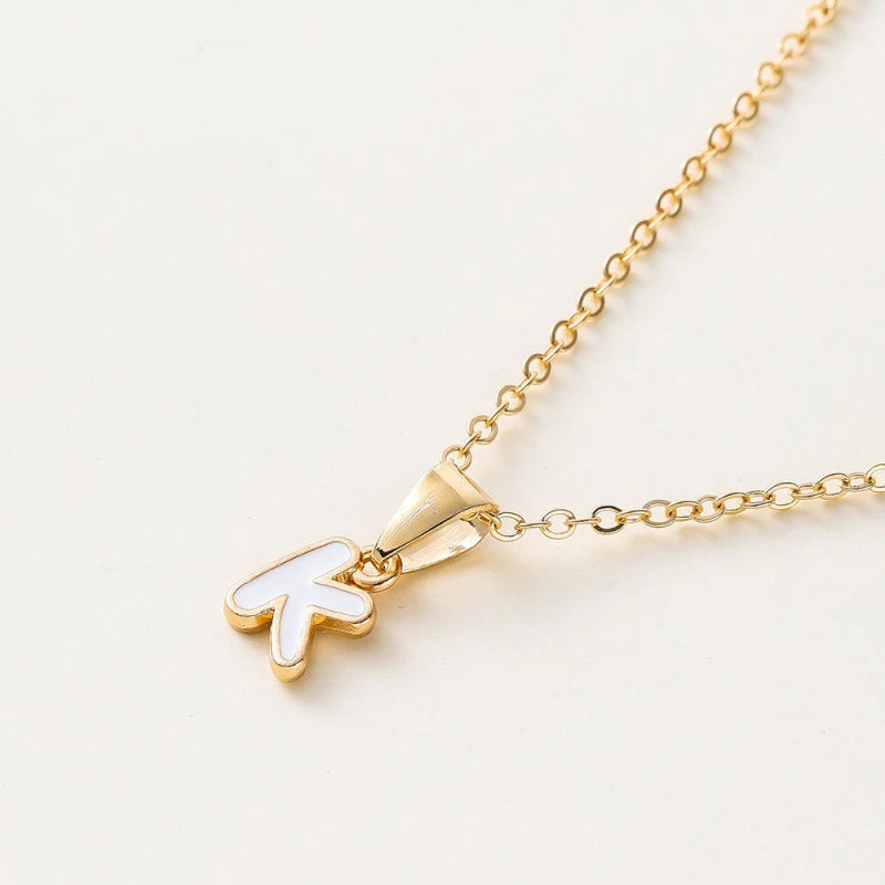 Name Initial Necklace For Women Simple Enamel A-Z Alphabet Pendants Choker Letter Necklaces Fashion Clavicle Chain Jewelry Gifts