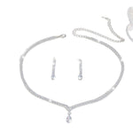 Cross-Border Jewelry, Women'S Fashion Water Drop Crystal Zircon Necklace Earrings Set