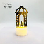Ramadan Decoration Eid Mubarak Iron Candle LED Light Ornament Islam Muslim House Party Decoration Gift Not Include Battery