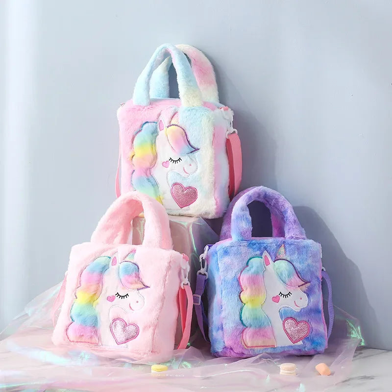 Kids Bags Shoulder Bags Cartoon Embroidered Plush One Shoulder Bag.