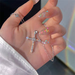 Elegant Crystal Cross Pendant Necklace Silver Color Star Ladies Fashion Jewelry