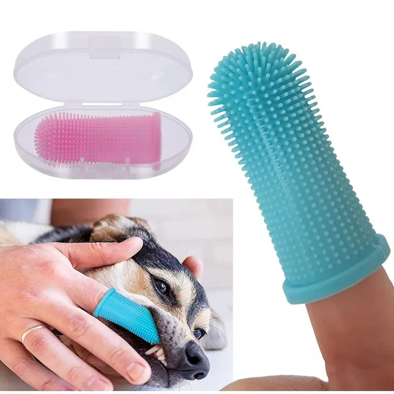 Dog & Cat Super Soft  pet Finger Toothbrush Teeth Cleaning Breath Care Nontoxic Silicone Tooth Brush