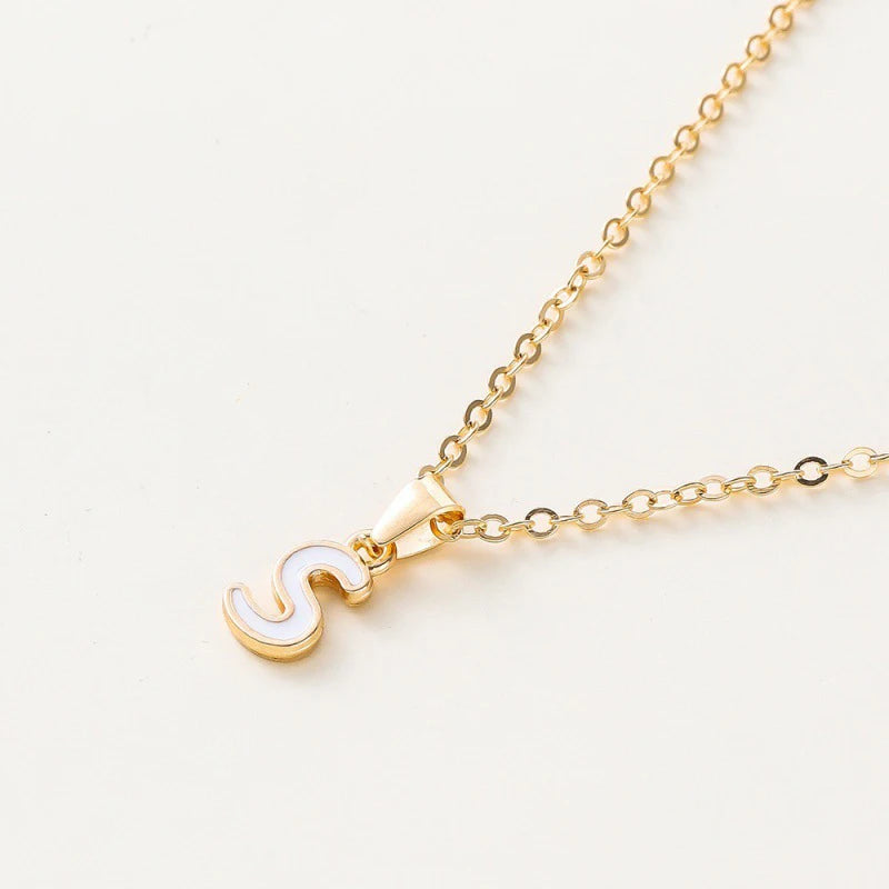 Name Initial Necklace For Women Simple Enamel A-Z Alphabet Pendants Choker Letter Necklaces Fashion Clavicle Chain Jewelry Gifts