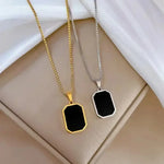 Women Necklace Chain Black Exquisite Minimalist Square Pendant Choker Geometric Collar Chain Jewelry Party Gifts