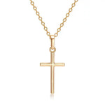 Fashion Christian Jesus Cross Necklaces Silver Color Long Chain Simple Pendants For Women Men