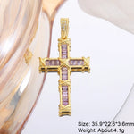 Religious Talisman Jewelry Accessories Handmade 18K Real Gold Plated Cz Paved Catholic Christian Cross