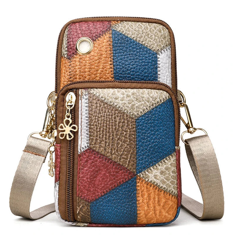 Men's and women's single-shoulder crossbody bags, mini handbags, color-blocked, versatile.