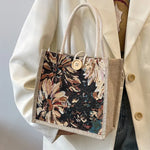 Women Ins Style Portable Hand Bag Linen Bag Students Handbags.