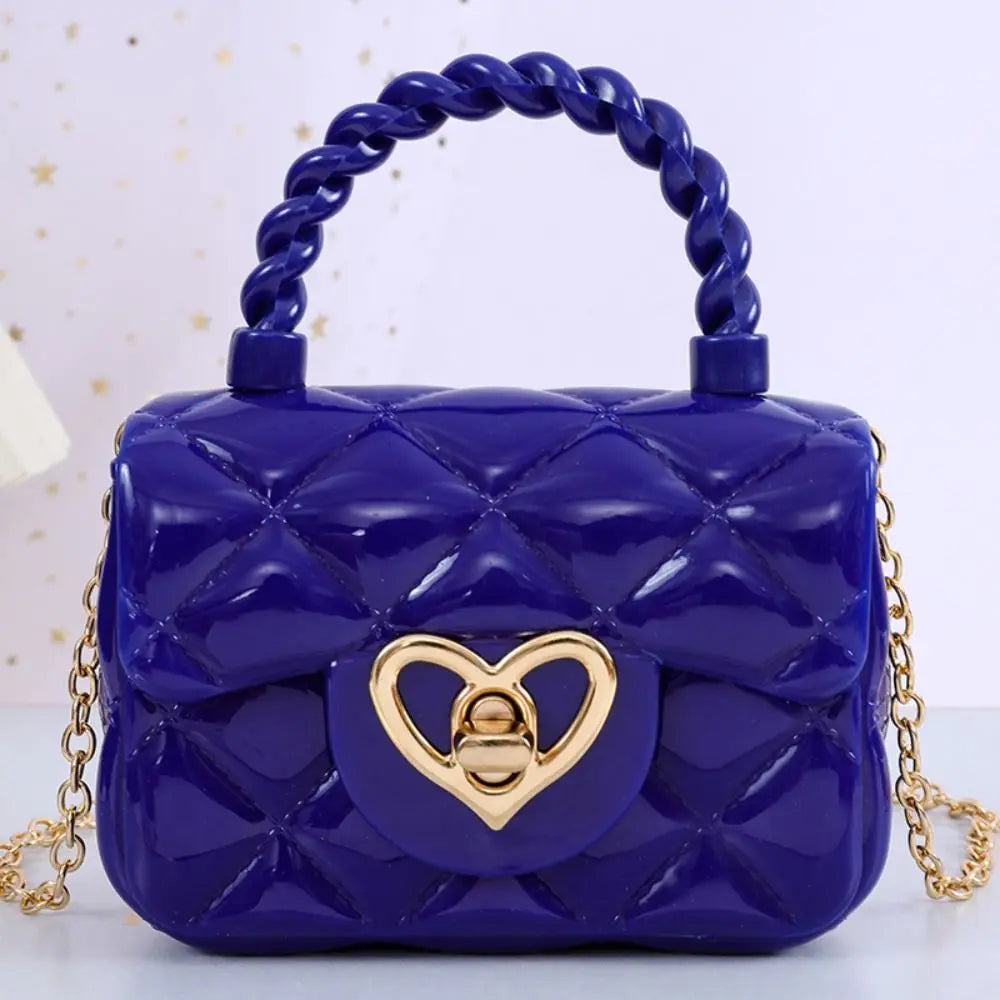 Kids PU Leather Crossbody Bags Girls Heart Shoulder Bags Children Mini Coin Purses Jelly Bag