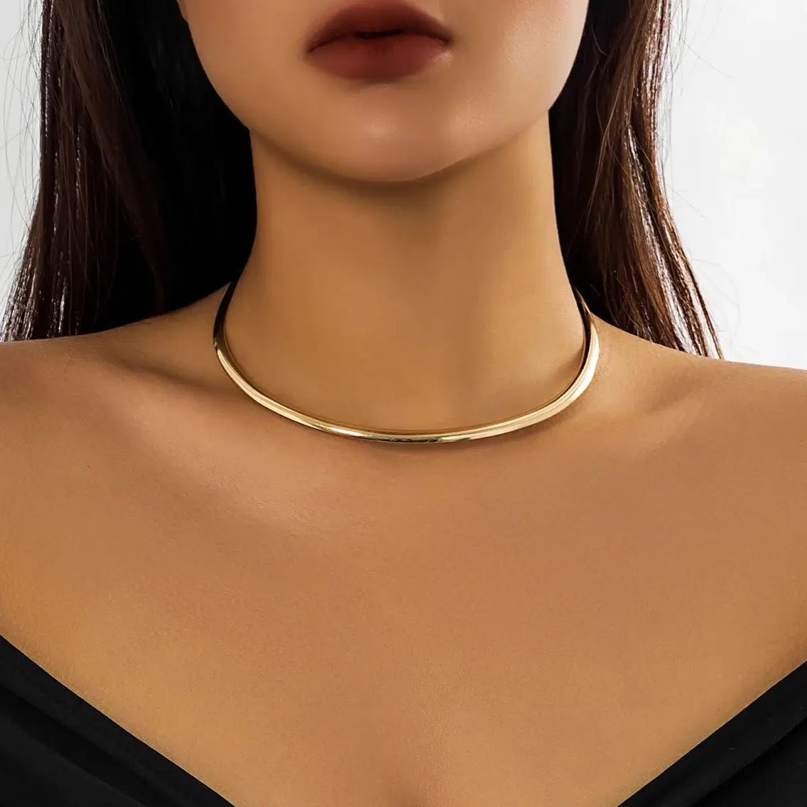 Elegant Simple Chunky Circle Torques Necklace for Women Trendy Choker Collar Fashion Jewelry on the Neck Accessories