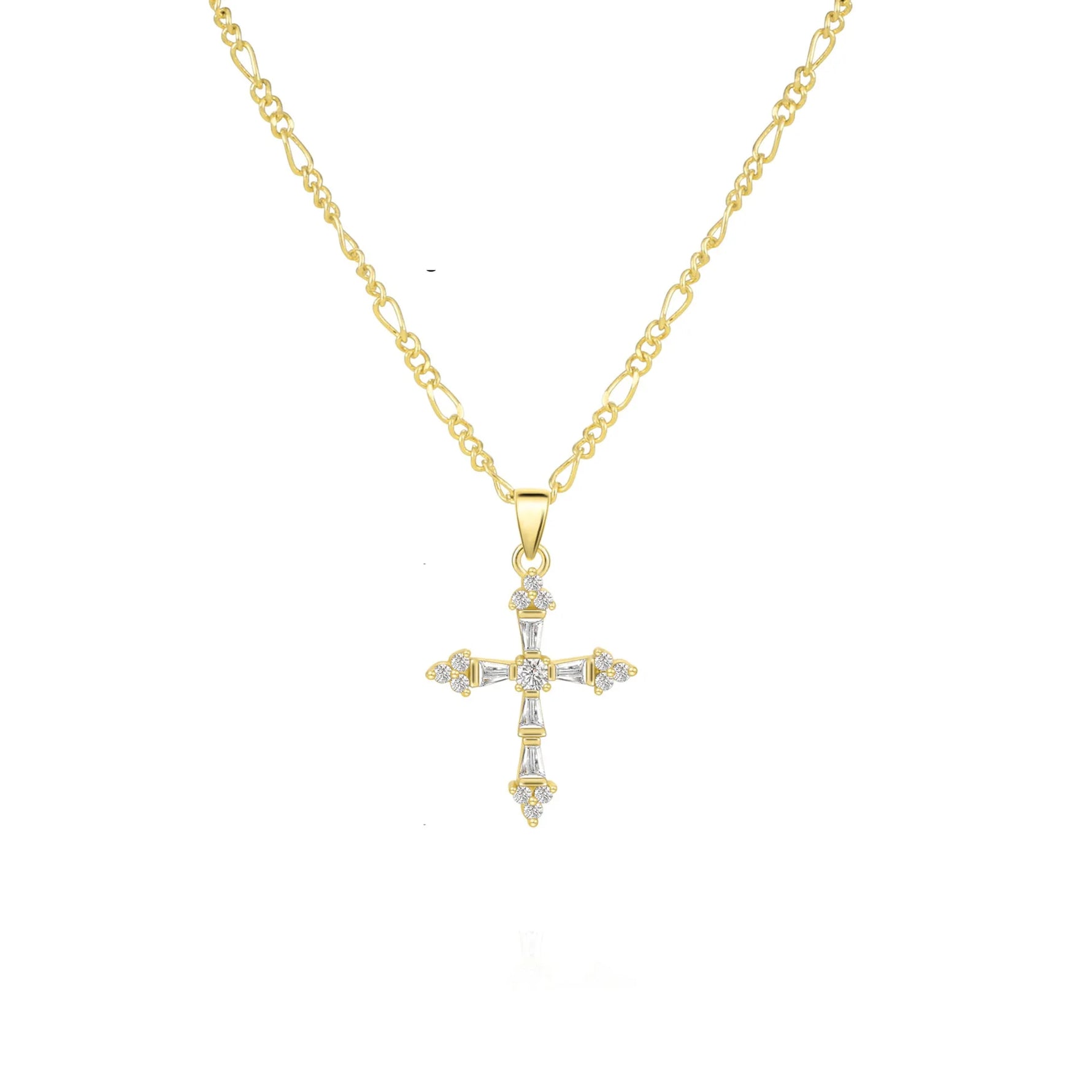 Cross Jewelry Necklace for Women 14K Gold Plated Pendant Necklace Trendy Small Cross.