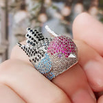Rainbow Bird Rings for Women Hyperbole Female Finger Accessories