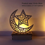 Ramadan LED Night Light Rotating Iron Moon and Stars Decor