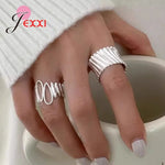 Rings for Women Couple 925 Sterling Silver Minimalist Handmade Simple Wide Interware Ring