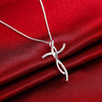 925 sterling Silver Creative cross crystal Pendant Necklace For Women fashion party wedding accessories.