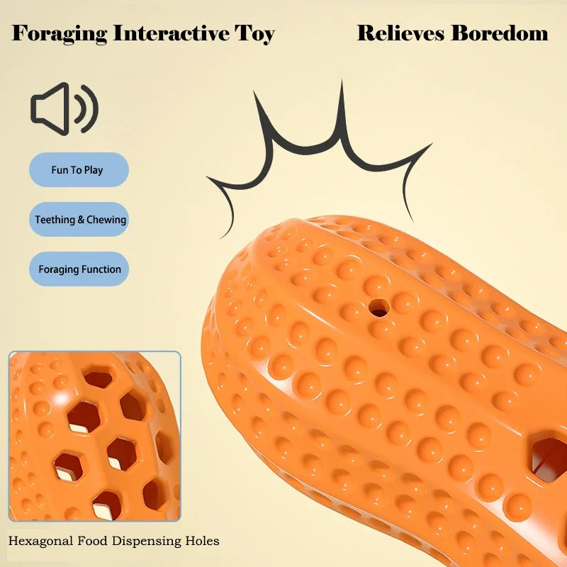 Pet Toy Sound Making Peanut Shape TPR Dog Toy with Food Dispensing Feature Durable Chew Resistant Teeth Grinding Simulation Toy