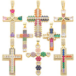 Religious Talisman Jewelry Accessories Handmade 18K Real Gold Plated Cz Paved Catholic Christian Cross