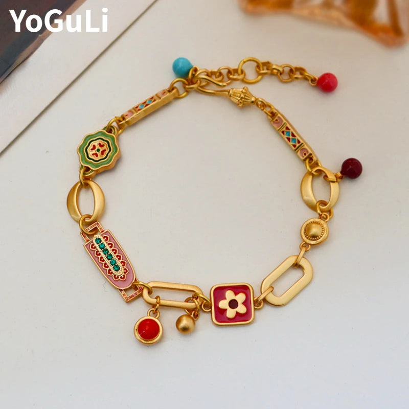 Modern Jewelry Elegant Temperament Multiple Colorful Enamle Chain Bracelets For Women Female Gifts Sweet Accessories