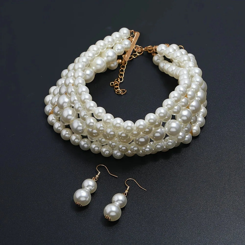Pearl Beaded Necklace for Women Multilayer Choker Trend Chain Collares On The Neck Chokers Female Party Accessories