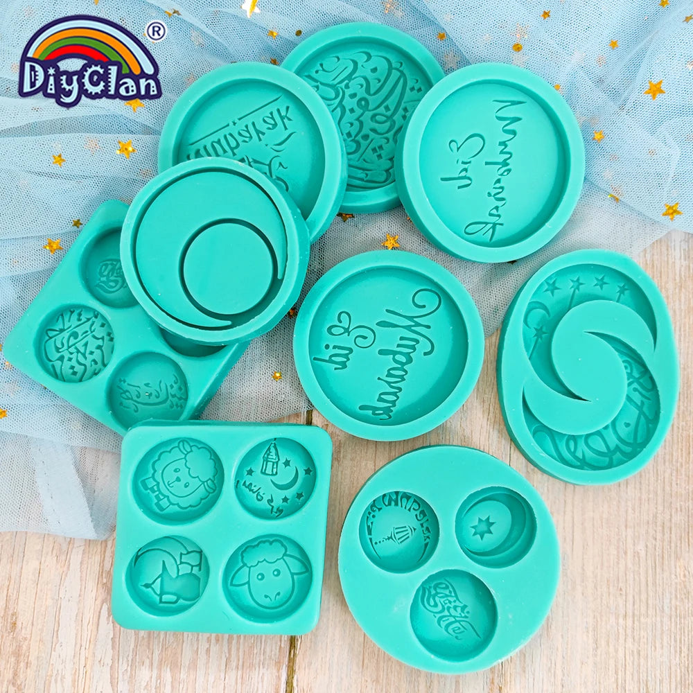 Ramadan Silicone Mold Muslim Arabic Script Moon Fondant Cake Decorating Tools Biscuit Dessert Sugar Craft Chocolate Baking Mould