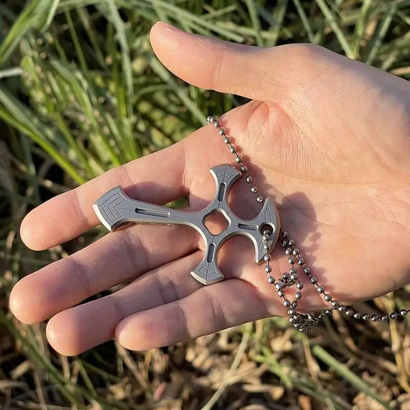 Fashion Jewelry Cross Necklace With Chain Outdoor Men EDC Gear Boy Gadget Tactical SelfDefense Women Multi-Tools