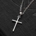 Fashion Christian Jesus Cross Necklaces Silver Color Long Chain Simple Pendants For Women Men