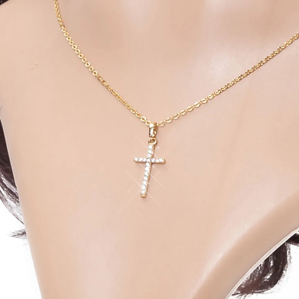 Hot Selling Jewelry Cross Pendant Necklace With Zircon Fashionable And Personalized Design.