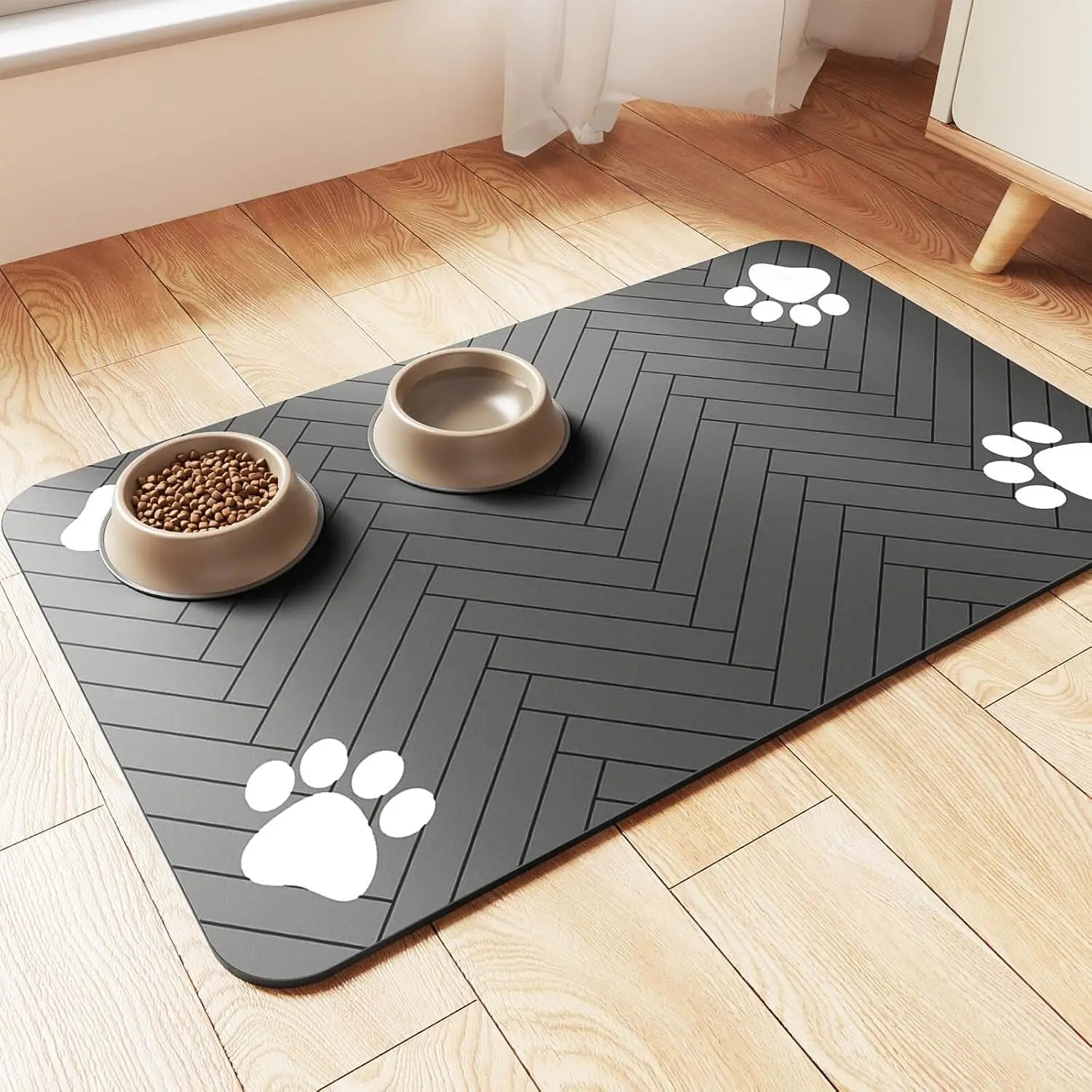 Pet Feeding Mat-Absorbent Placemat for Food and Water Bowl, with Waterproof Rubber Backing, Quick Dry Water Mat for Dog& Cat