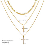 Cross Necklace Triple Chain Statement Necklace with Zircon Crystal Cross Pendant Jewelry Gifts for Women & Teen Girls.