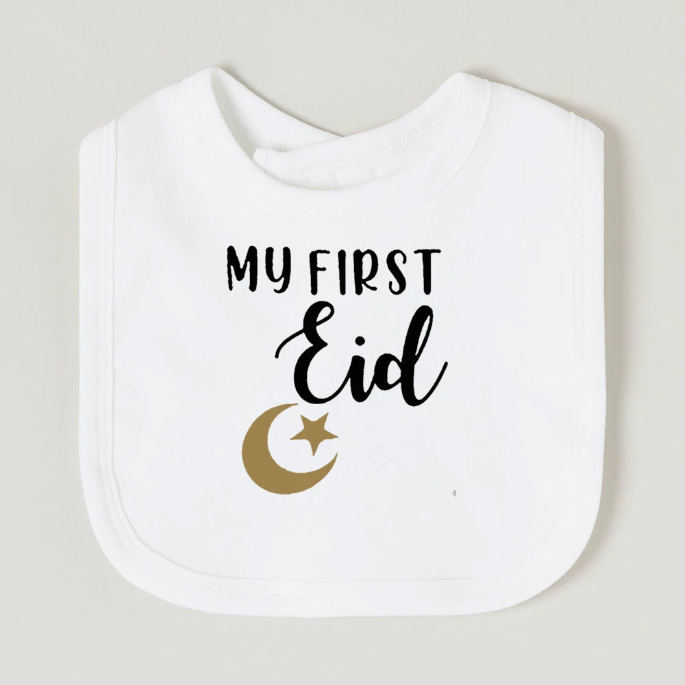 Moon Star My First Ramadan Baby Bibs Boys Girls Cotton Bib Newborn Saliva Bib Eid Mubarak Muslim Islamic Festival Keepsake Gift