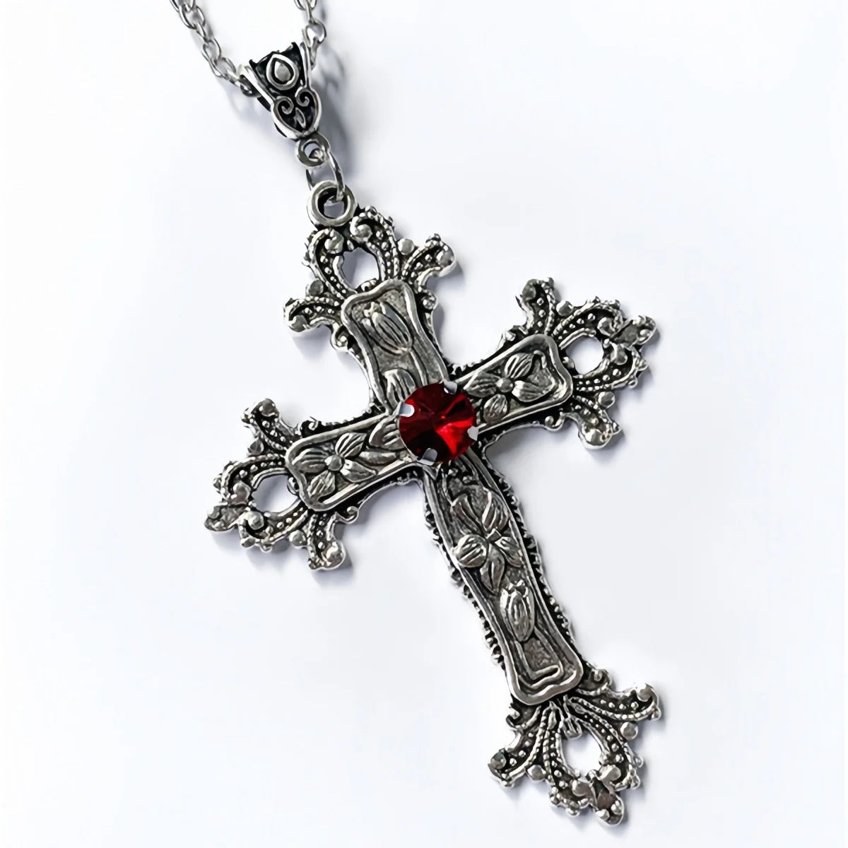 Crystal Big Cross Pendant Necklaces for Women Men Gothic Irregular Cross Clavicle Chain Necklaces Aesthetic Jewelry