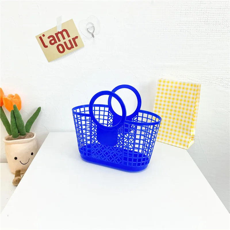 Summer Fashion Children's Beach Handbag Cute Baby Girls Plastic Hand Carrying Tote Bag.