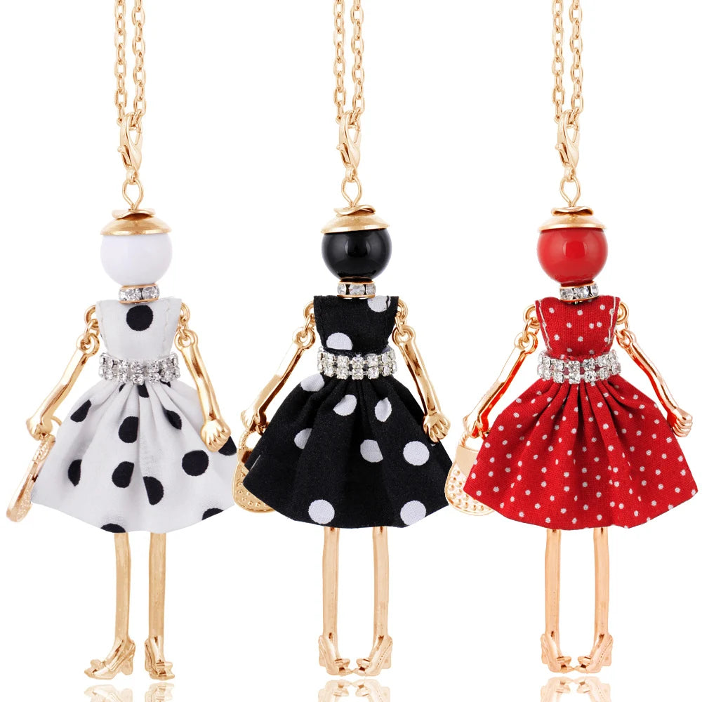Cute Women Necklace Statement Lady Charm Long Trendy New Fashion Female Big Pendant Lovely Jewelry Polka Dot Gift Wholesale