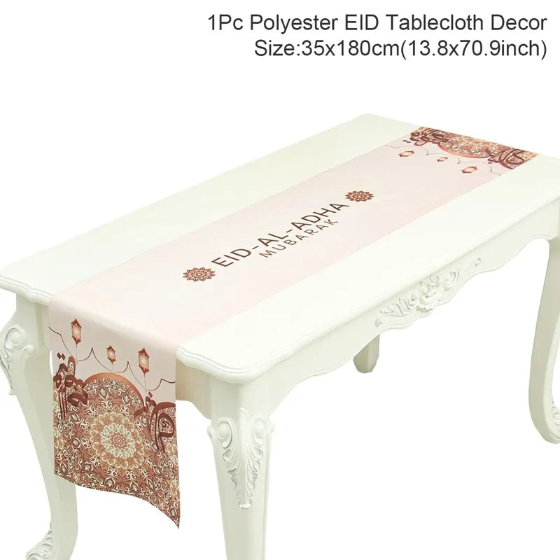 Ramadan Decor Table Runner EID Mubarak Decoration For Home Tablecloth Ramadan Kareem Islamic Muslim Party Eid Al Adha Gifts