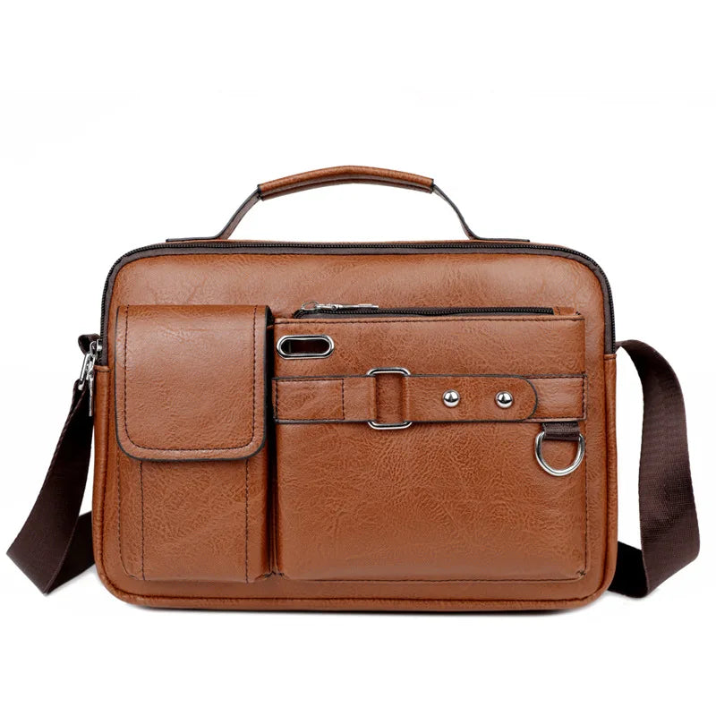 Men's Retro Messenger Bag with Waterproof Design, Large Capacity Laptop Briefcase for Office Work,Travel and School