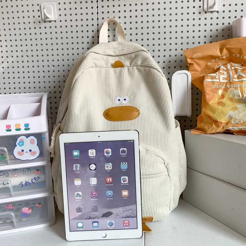 Cartoon Duck Kids Backpack Bag for Girls Boys Canvas Primary Student Children School Bags.